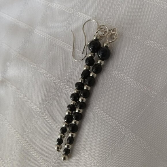 No975 Handmade earrings with acrylic and glass beads  Approx 2 inches long - Picture 2 of 2